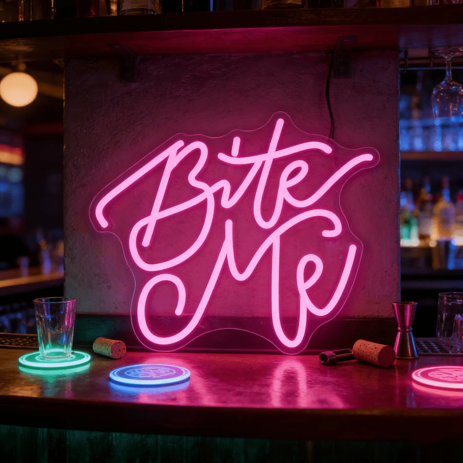 Bite Me Pink LED Neon Sign USB - Commercial Kitchen Ideas 评论和价格