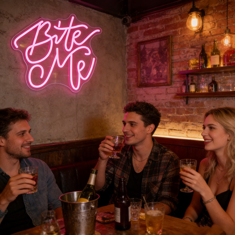 Bite Me Pink LED Neon Sign USB - Commercial Kitchen Ideas 评论和价格