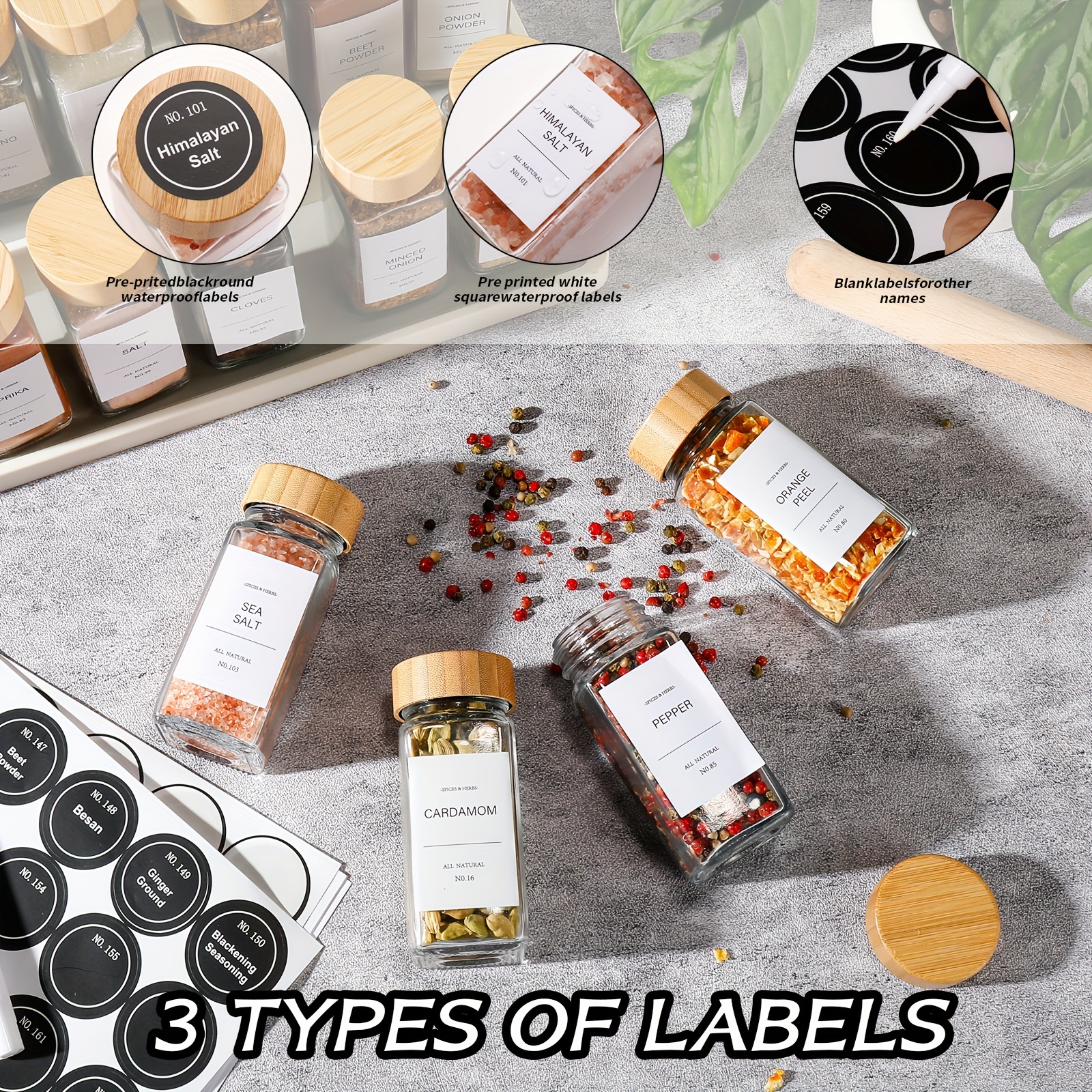15/24/36pcs Spice Jars with La - Commercial Kitchen Ideas 评论和价格