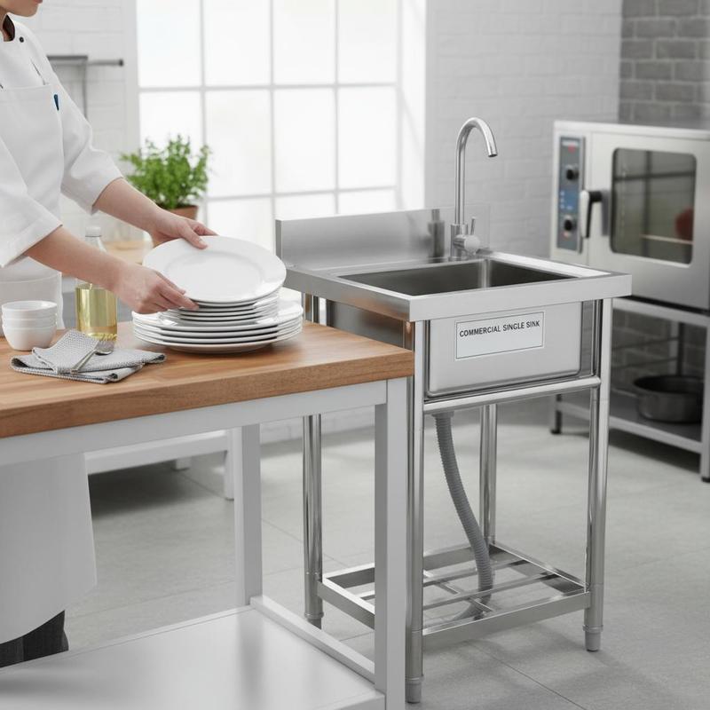 Stainless steel washbasin, fre - Commercial Kitchen Tap 评论和价格