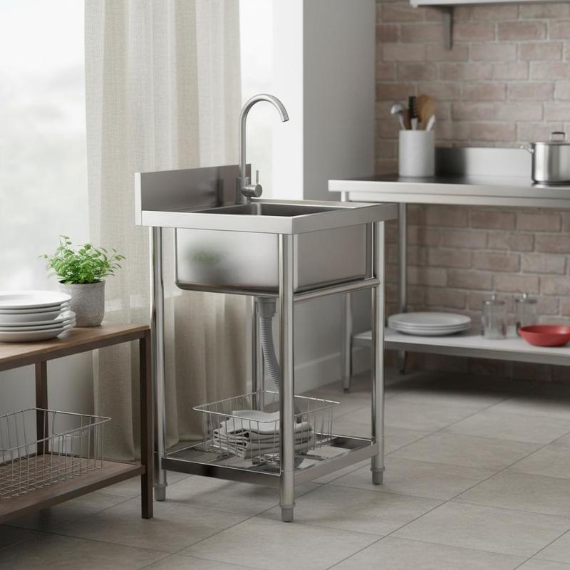 Stainless steel washbasin, fre - Commercial Kitchen Tap 评论和价格