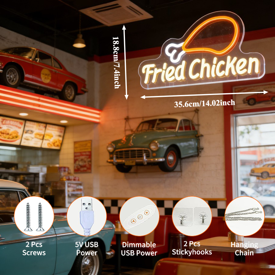 Fried Chicken LED Neon Sign fo - Commercial Kitchen Ideas 评论和价格
